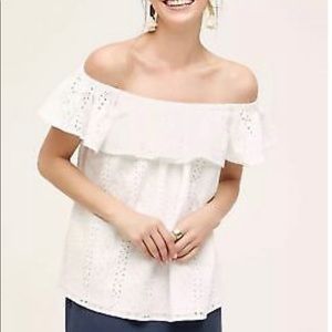 ELI + ARI | Anthropologie White Eyelet Top Size S